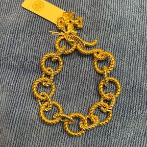 Tory Burch Gold and Silver Chunky Chain Bracelet. NWT. 7.5”long